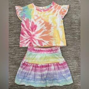 Colorful Tie-Dye Skirt and Top Set